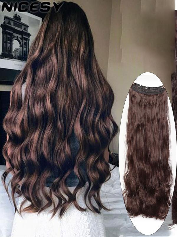 39.5 Inch Extra Long Body Wavy Clip-in Hair Extension, Natural Fluffy Synthetic Hair Extensions for Women, Heat Resistant Synthetic Hairpiece for Daily Use