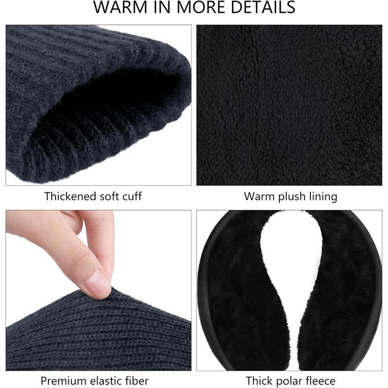 Winter Beanie Hat Set for Men 4 Pieces Knit Glove Scarf Beanie Hat Earmuffs Set for Men Women