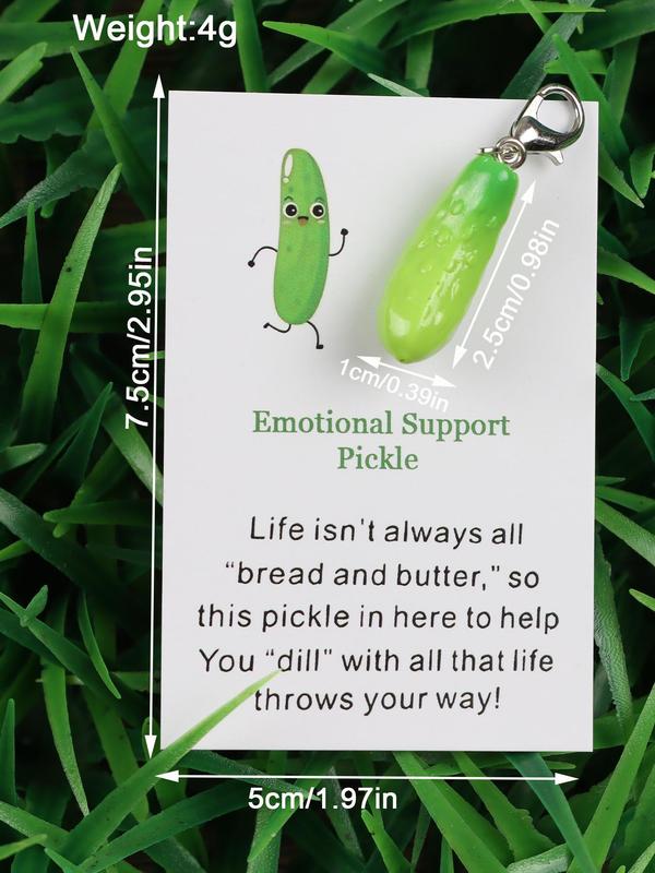 Cute Cucumber Design Keychain Pocket Card, Novelty Emotional Support Pocket Card Keychain, Fashion DIY Jewelry Accessories for Women & Men