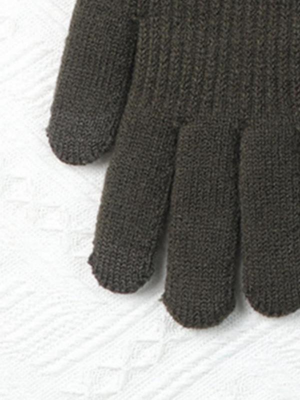 Men's Solid Color Knitted Gloves, Casual Trendy Warm Gloves for Outdoor Sports, Cycling, Campus, Fashionable Gloves for Men