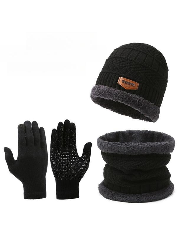 Unisex Winter Sports Hat Set, Including Warm Knit Hat & Scarf & Gloves, Outdoor Sports Hat for Fall & Winter, Sports & Outdoor Clothes Accessories