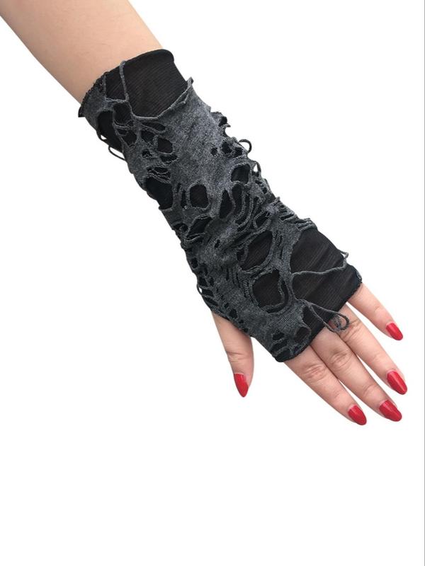 Punk Fashion Ripped Gloves, Casual Trendy Gloves for Party, Fashion Accessories for Daily Wear, Perfect for Cosplay Party