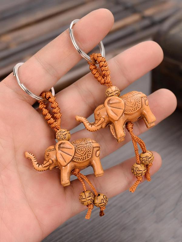 Cute Elephant Design Keychain, Boho Style Beaded Decor Keychain for Women & Men, Fashion Accessories for Bag Decoration