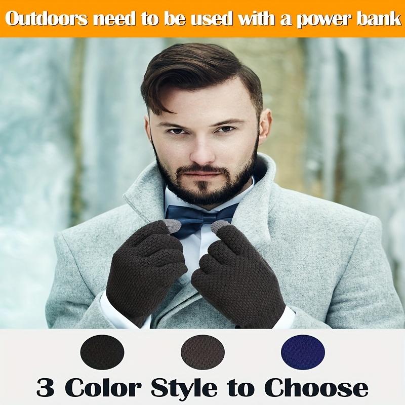 3pcs USB Rechargeable Heated Gloves - Touchscreen Compatible, Warm Knit Mittens for Men & Women, Perfect for Outdoor Activities, 3 Colors