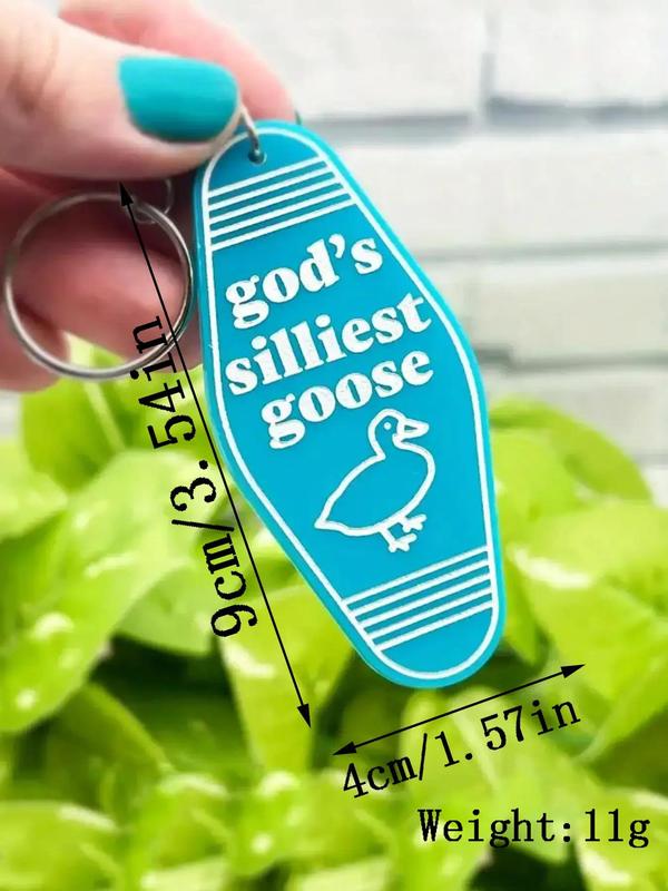 Summer Unisex Cute Letters & Goose Graphic Keychain, Trendy Creative Novelty Key Fob & Key Holder for Car Keychain, Chic Accessories As Gift for Women & Men