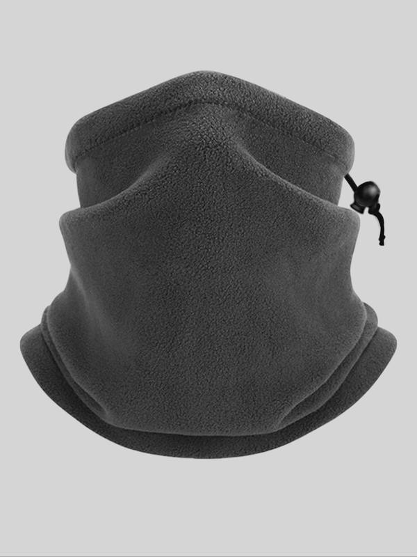 Solid Color Drawstring Design Face Mask, Soft Elastic Breathable Winter Beanie, Windproof Skiing Face Cover for Men & Women