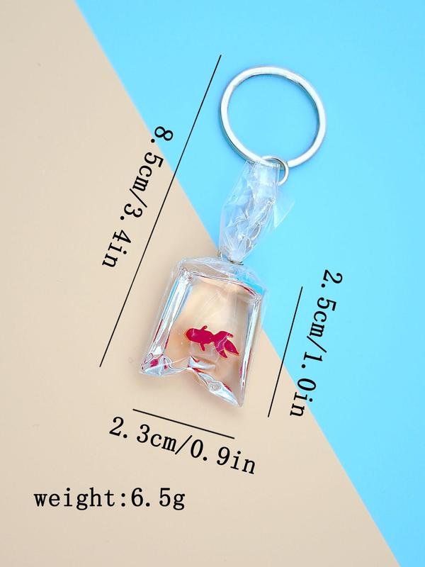 Cute Style Goldfish Design Keychain, Transparent Resin Keychain for Men & Women, Cute Bag Pendant Versatile Ornament for Birthday Gift