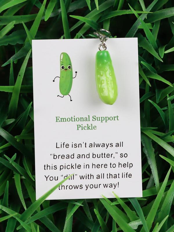 Cute Cucumber Design Keychain Pocket Card, Novelty Emotional Support Pocket Card Keychain, Fashion DIY Jewelry Accessories for Women & Men