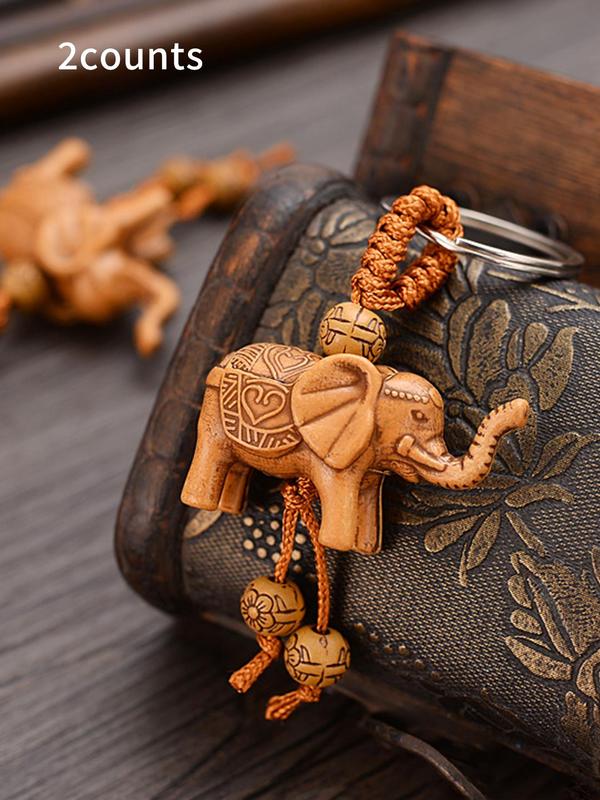 Cute Elephant Design Keychain, Boho Style Beaded Decor Keychain for Women & Men, Fashion Accessories for Bag Decoration