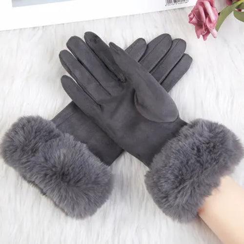 Fashion Women Winter Warm Suede Leather Touch Screen Glove Female Faux