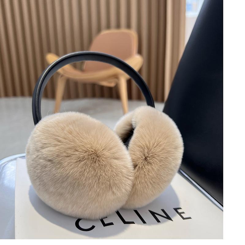 Unisex Foldable Faux Fur Winter Earmuffs - Rex Rabbit Fur Ear Warmers for Women & Men, Cozy & Stylish for Autumn and Winter Outdoor Use