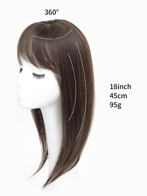 18 Inch Blonde Hair Topper with Highlight, Fall Freshness Long Straight Hair Topper with Bangs, Gorgeous Fluffy Wigs for Women, Synthetic Wigs for Fall Outfits, Party, Daily Use