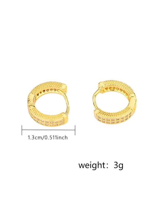 Men's Stylish Rhinestone Decorated Hoop Earrings, Fashion Jewelry for Party, Daily Clothing Decor, Trendy All-match & Exquisite Jewelry for Birthday Gift