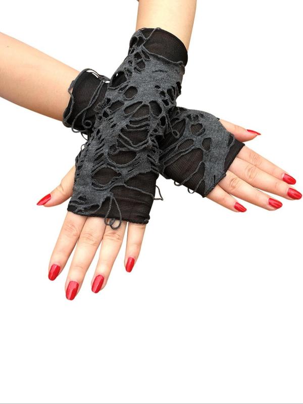 Punk Fashion Ripped Gloves, Casual Trendy Gloves for Party, Fashion Accessories for Daily Wear, Perfect for Cosplay Party