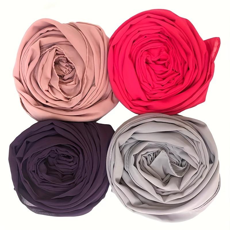 4 5pcs Exquisite Chiffon Scarf Collection - Soft, Breathable, Windproof, and Sun-Protective Shawls for Women's Daily Outdoor Activities, Elegant Hijab Gift Idea for Eid and Special Occasions