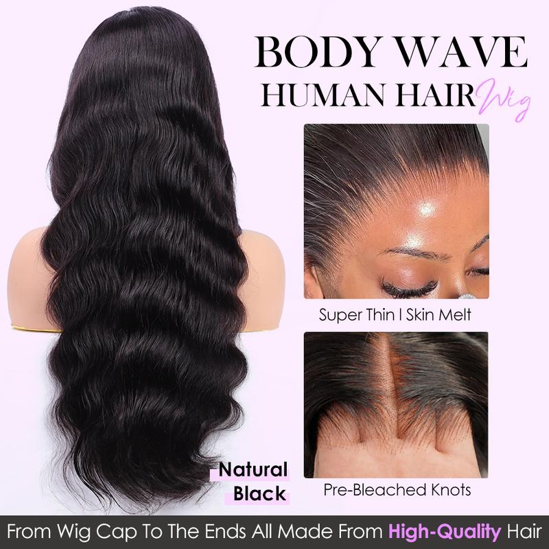 Pizazz Hair 13x6 HD Transparent Lace Front Wigs Human Hair 220% Density Body Wave Lace Frontal Wigs For Women Pre Plucked With Baby Hair