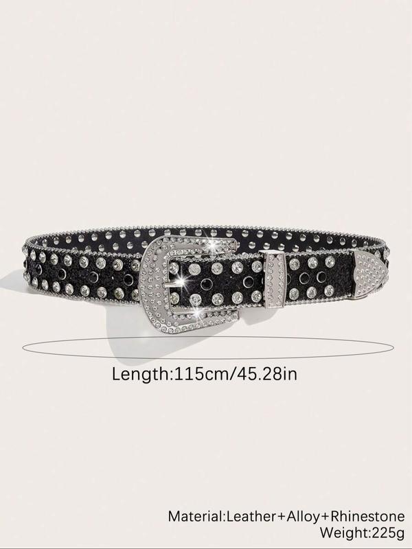 Rhinestone Decorated Belt, Punk Style Belt for Men & Women, Fashion Belt for Party, Daily Clothing Decor, Trendy All-match & Exquisite Belt for Birthday Gift