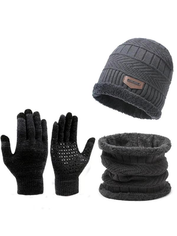 Unisex Winter Sports Hat Set, Including Warm Knit Hat & Scarf & Gloves, Outdoor Sports Hat for Fall & Winter, Sports & Outdoor Clothes Accessories