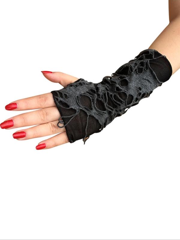 Punk Fashion Ripped Gloves, Casual Trendy Gloves for Party, Fashion Accessories for Daily Wear, Perfect for Cosplay Party