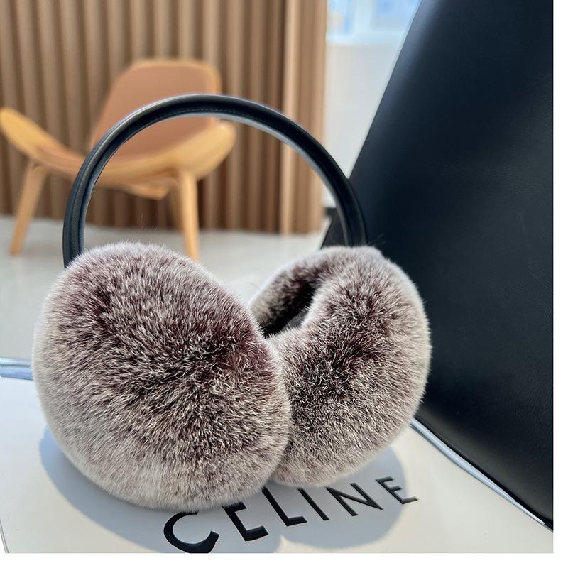 Unisex Foldable Faux Fur Winter Earmuffs - Rex Rabbit Fur Ear Warmers for Women & Men, Cozy & Stylish for Autumn and Winter Outdoor Use