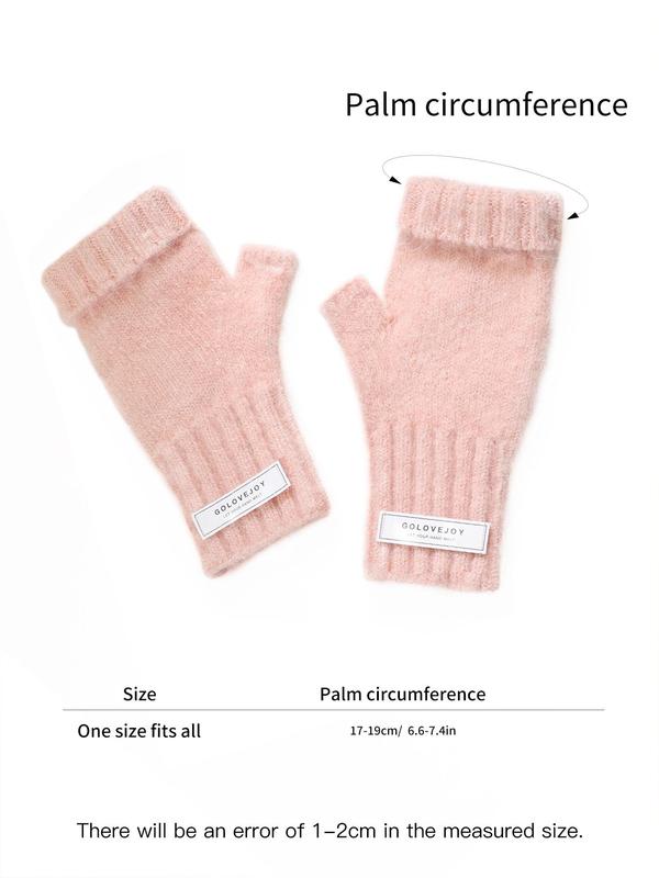 Women's Solid Color Touch Screen Warm Fingerless Gloves, Casual Gloves for Fall & Winter, Fashion Accessories for Women & Girls