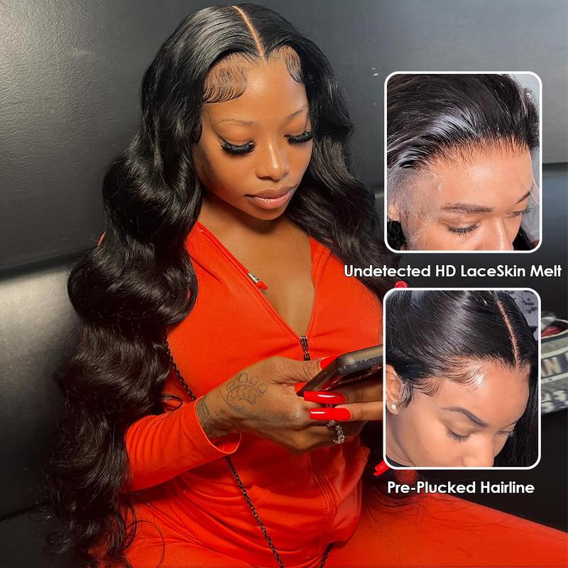 Pizazz Hair 13x6 HD Transparent Lace Front Wigs Human Hair 220% Density Body Wave Lace Frontal Wigs For Women Pre Plucked With Baby Hair