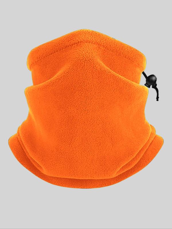 Solid Color Drawstring Design Face Mask, Soft Elastic Breathable Winter Beanie, Windproof Skiing Face Cover for Men & Women