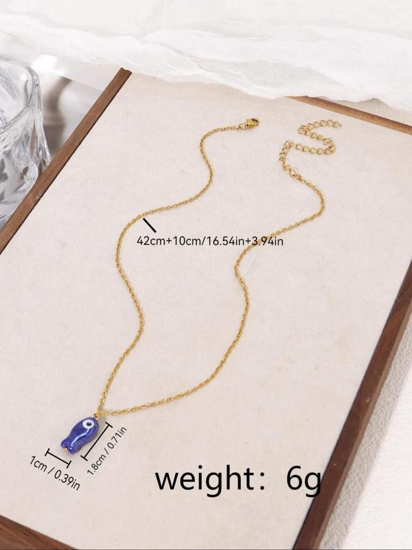 Cute Fish Design Pendant Necklace for Women, Fashion Jewelry for Party, Daily Decor, Trendy All-match & Exquisite Jewelry for Birthday Gift