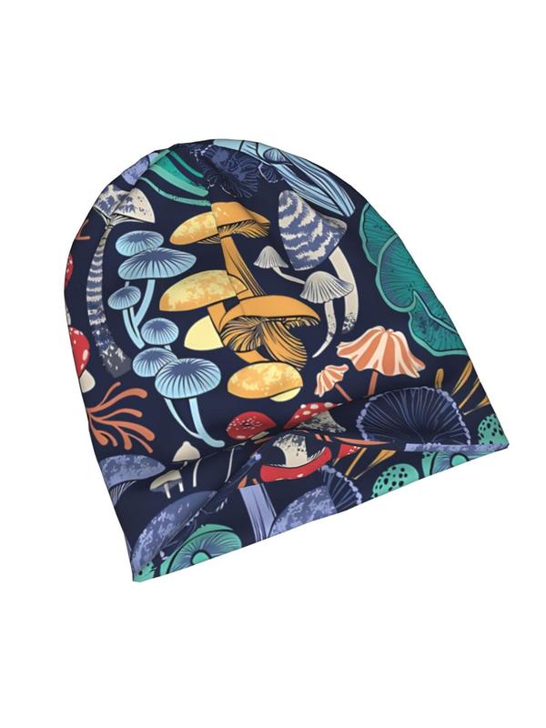 Casual Mushrooms Pattern Beanie Hat for Men and Women, Hip Hop Outdoor Sports Hat, Warm and Stylish Beanie Suitable for Street, Outdoor Sports, Skiing