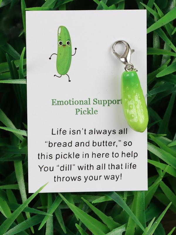 Cute Cucumber Design Keychain Pocket Card, Novelty Emotional Support Pocket Card Keychain, Fashion DIY Jewelry Accessories for Women & Men