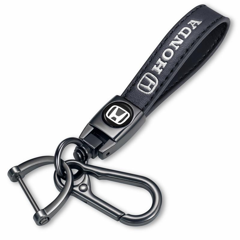 Genuine Leather Car Keychain Keyring Accessories Compatible with Toyota Honda  Chevy Z71 RS SS GMC AT4 Audi Cadillac Corvette Jeep Dodge Challenger TRD Series Car Keychains Family Present for Man and Woman Black