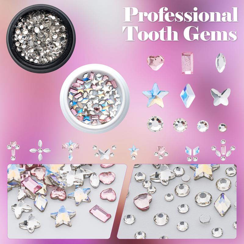 Novani Tooth Gem Kit,260 Pieces Tooth Gem DIY Tooth Gem Kit with Tools,Flat Back Glass Rhinestones Gemstone for Teeth