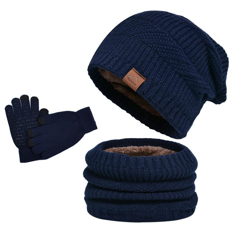 Men's Winter Knit Hat Set with Ear Flaps - Plush, Warm & Windproof, Includes Neck Warmer and Scarf, Mixed Colors