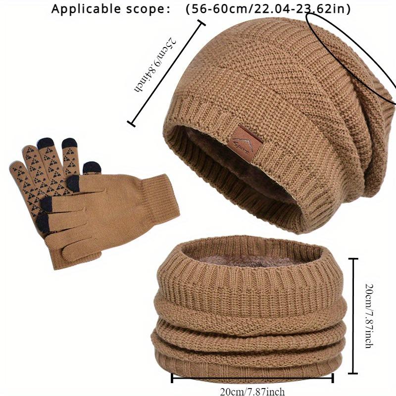 Men's Winter Knit Hat Set with Ear Flaps - Plush, Warm & Windproof, Includes Neck Warmer and Scarf, Mixed Colors