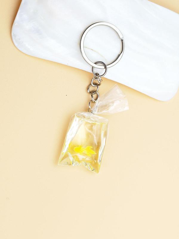 Cute Style Goldfish Design Keychain, Transparent Resin Keychain for Men & Women, Cute Bag Pendant Versatile Ornament for Birthday Gift