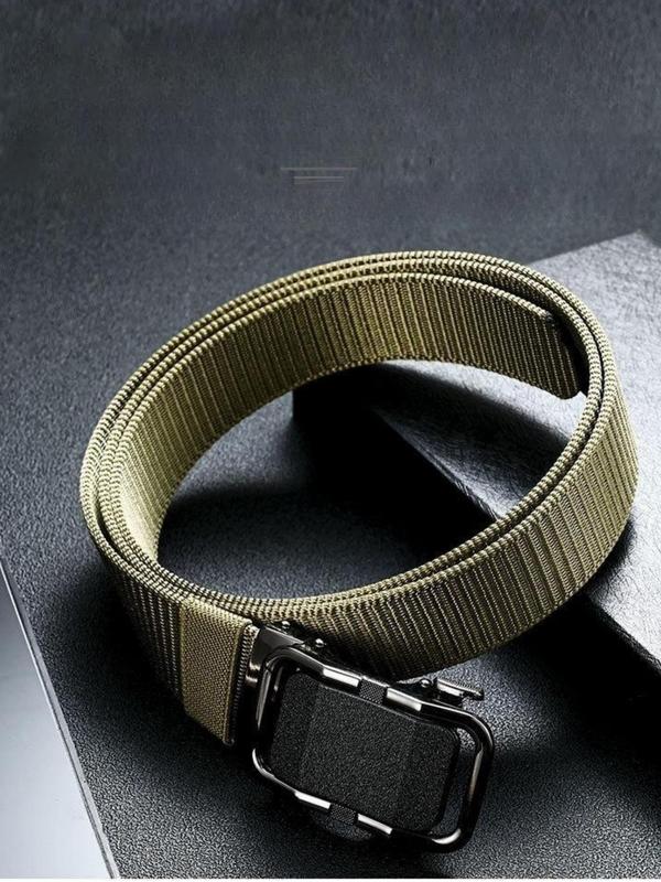 Men's Automatic Buckle Business Tape Belt, Minimalist Casual Plain Tape Belt, Simple Design Busines Style Tape Belt for Daily Used