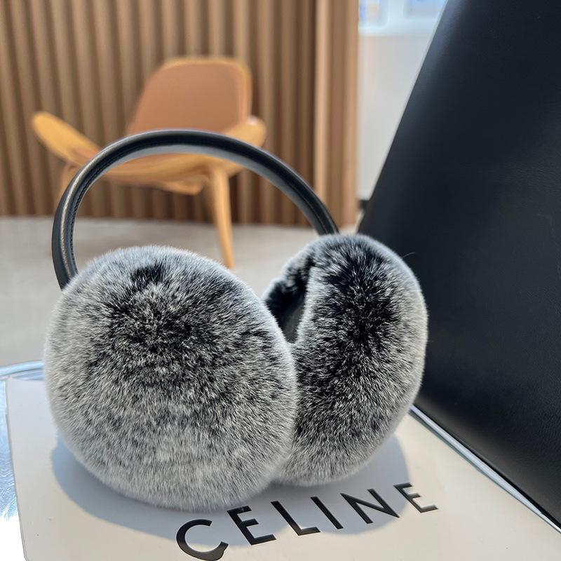 Unisex Foldable Faux Fur Winter Earmuffs - Rex Rabbit Fur Ear Warmers for Women & Men, Cozy & Stylish for Autumn and Winter Outdoor Use