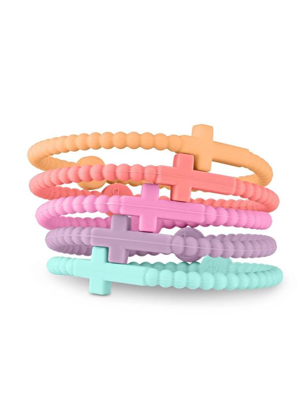 Colorful Cross Design Silicone Beaded Bracelets, Fashionable Jewelry for Women & Men, Trendy All-match & Exquisite Jewelry for Birthday Gift