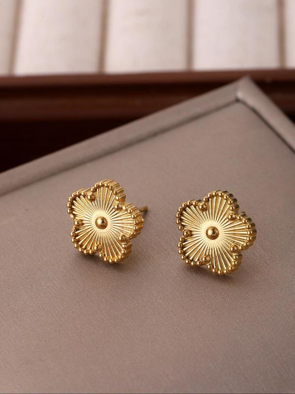 Fashionable Flower Design Stud Earrings (1 Pair), Simple Earring for Party, Daily Clothing Decor, Trendy All-match & Exquisite Jewelry for Birthday Gift