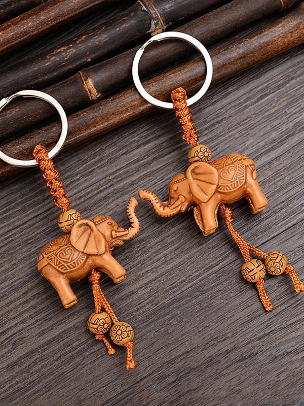 Cute Elephant Design Keychain, Boho Style Beaded Decor Keychain for Women & Men, Fashion Accessories for Bag Decoration