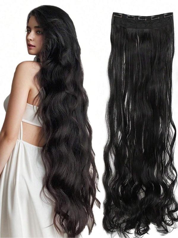 39.5 Inch Extra Long Body Wavy Clip-in Hair Extension, Natural Fluffy Synthetic Hair Extensions for Women, Heat Resistant Synthetic Hairpiece for Daily Use