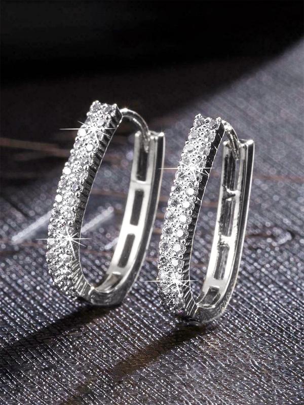 Elegant Rhinestone Decorated Hoop Earrings (1 Pair), Fashion Jewelry for Party, Daily Clothing Decor, Wedding Engagement Anniversary Party Jewelry Gifts