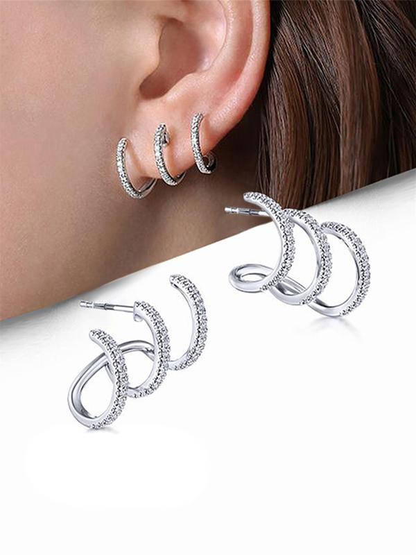 Fashion Rhinestone Decorated Stud Earrings, Casual Jewelry for Women, Simple Jewelry for Party, Trendy All-match & Exquisite Jewelry for Gift