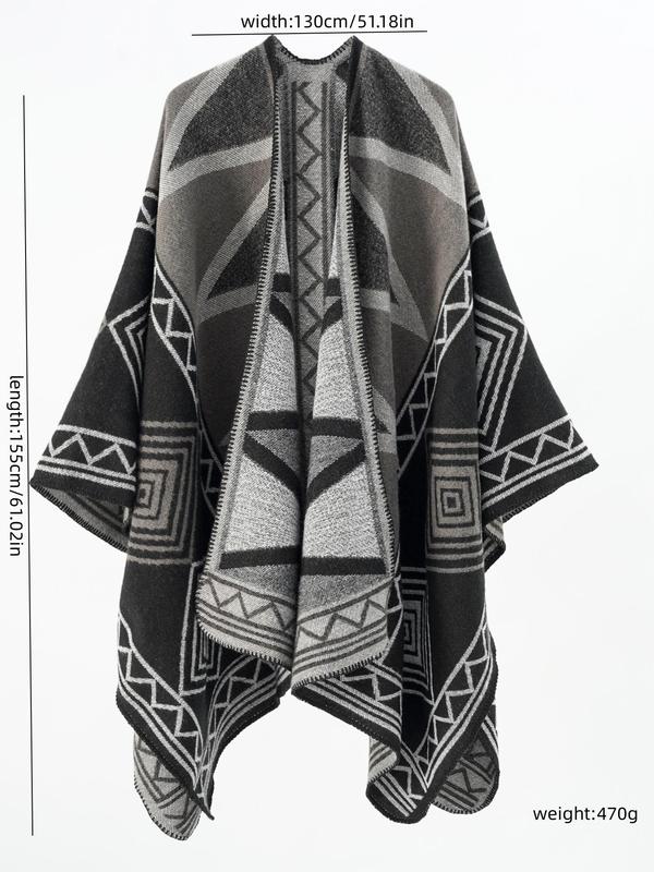 Women's Vintage Geometric Print Scarf, 2024 New Style Casual Soft Warm Shawl for Fall & Winter, Fashion Sun Protection Accessories for Women & Girls