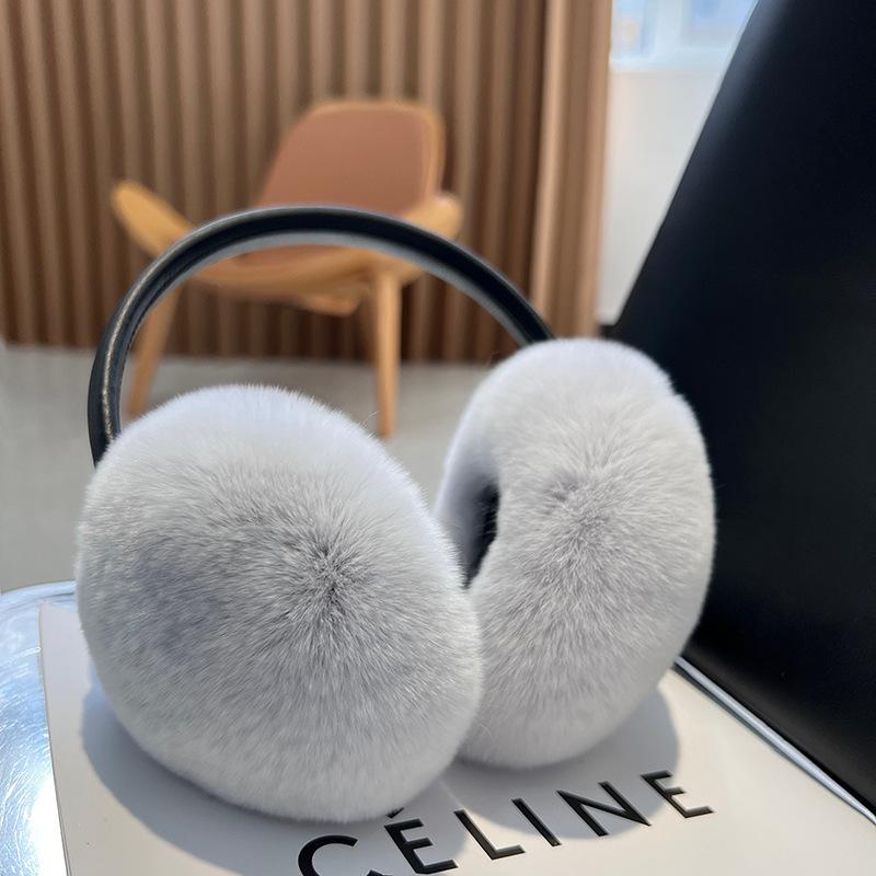 Unisex Foldable Faux Fur Winter Earmuffs - Rex Rabbit Fur Ear Warmers for Women & Men, Cozy & Stylish for Autumn and Winter Outdoor Use