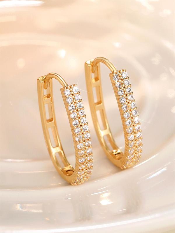 Elegant Rhinestone Decorated Hoop Earrings (1 Pair), Fashion Jewelry for Party, Daily Clothing Decor, Wedding Engagement Anniversary Party Jewelry Gifts