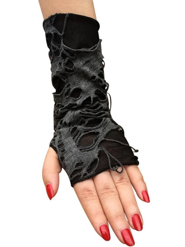 Punk Fashion Ripped Gloves, Casual Trendy Gloves for Party, Fashion Accessories for Daily Wear, Perfect for Cosplay Party