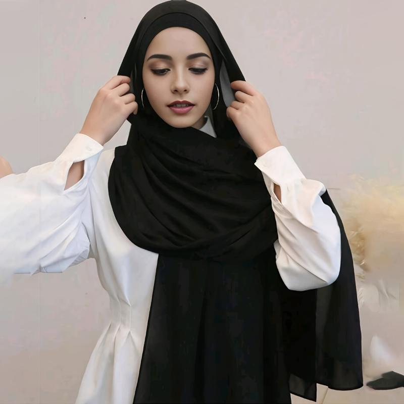 4 5pcs Exquisite Chiffon Scarf Collection - Soft, Breathable, Windproof, and Sun-Protective Shawls for Women's Daily Outdoor Activities, Elegant Hijab Gift Idea for Eid and Special Occasions