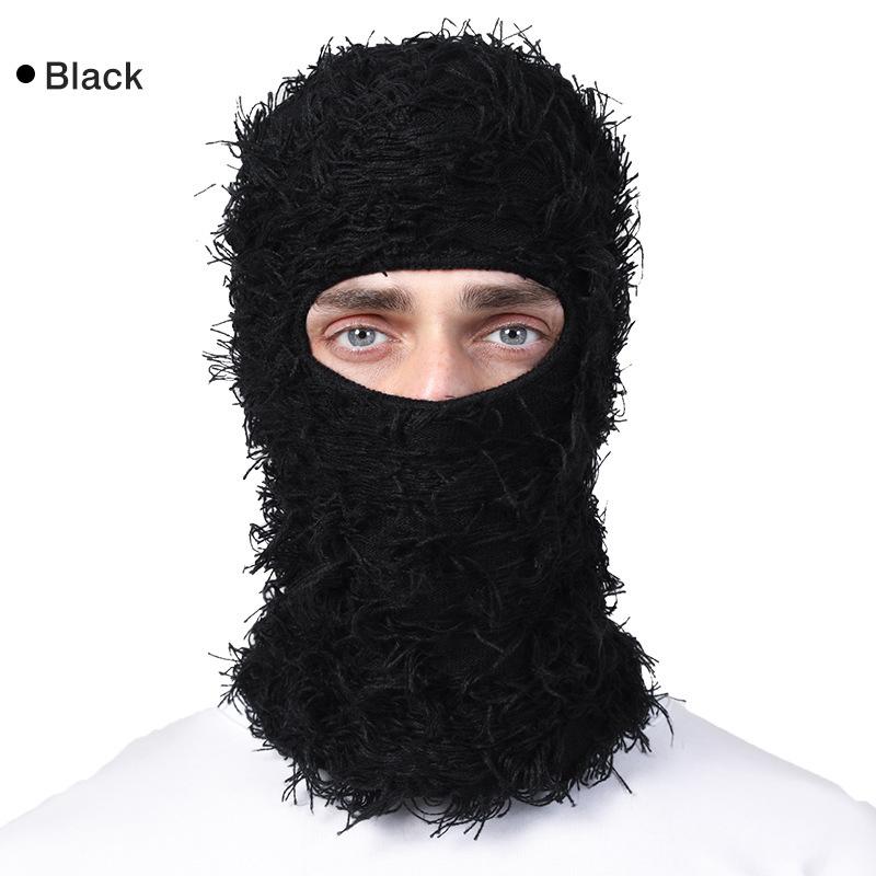 Distressed Style Windproof Warm Ski Mask – Full Face Coverage for Outdoor Sports and Fashion Wear Funny Hats for Men and Women