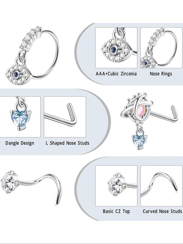 Cute Rhinestone Decor Nose Ring, Fashionable Nose Ring for Women & Men, Trendy All-match & Exquisite Jewelry for Birthday Gift